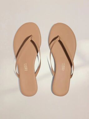 TKEES Size 6 Lilly Nudes Matte Leather Flip Flops - Coco Butter